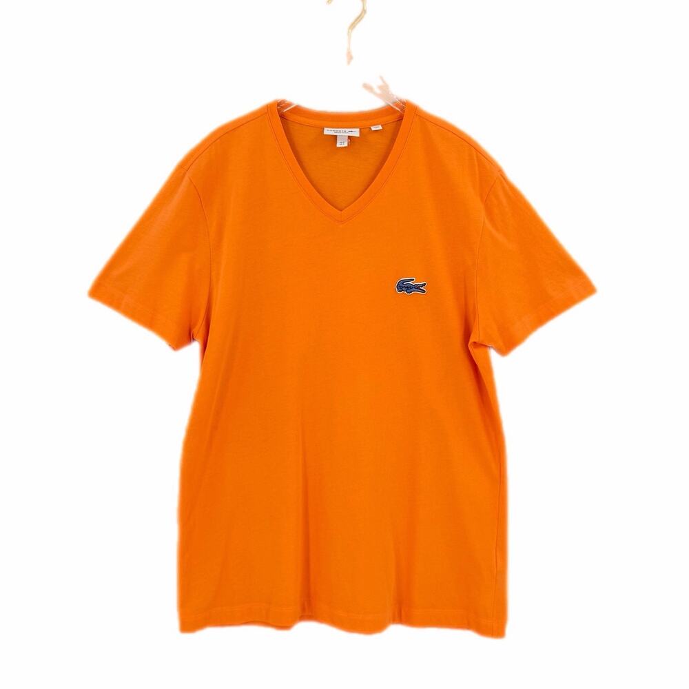 Lacoste Men's L Orange Soft Cotton Preppy Casual Basic Simple Everyday T-Shirt